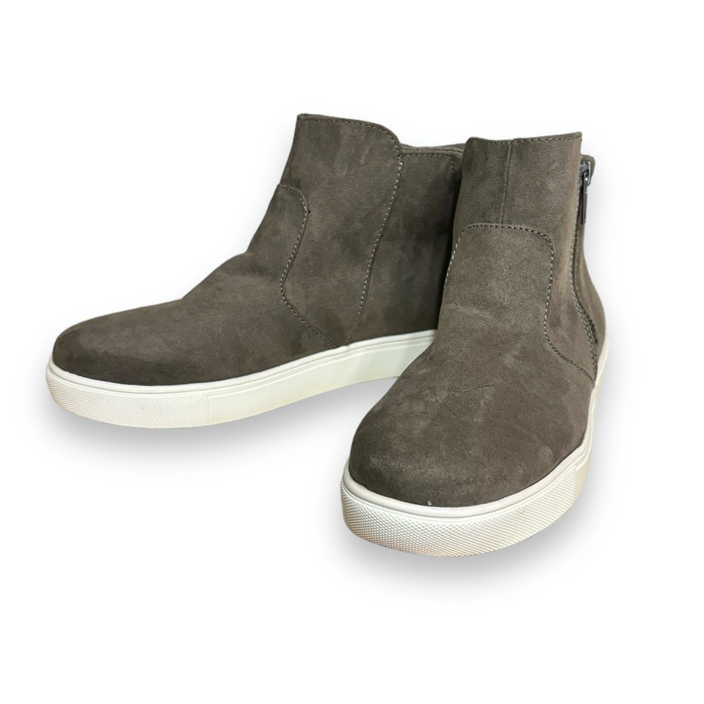 IZOD Mila Memory Foam Side Zip Faux Suede Leather Ankle Sneaker Boot
